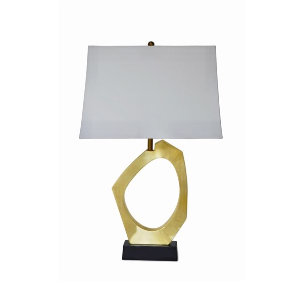 Lh Imports Skye Celestial 28-in Brass Standard Rotary Socket Standard Table Lamp With Fabric Shade