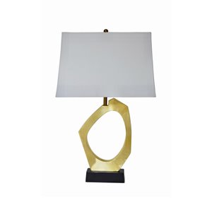 Lh Imports Skye Celestial 28-in Brass Standard Rotary Socket Standard Table Lamp With Fabric Shade