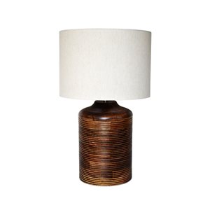Lh Imports Skye Heritage 27-in Brown Standard Rotary Socket Standard Table Lamp With Fabric Shade