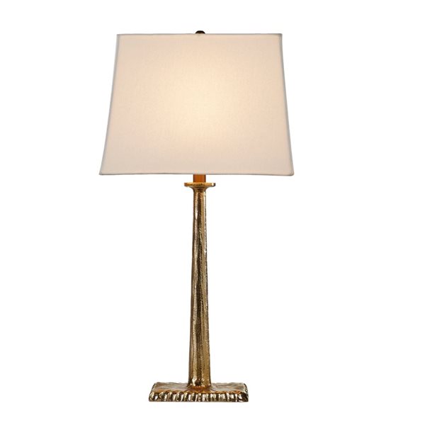 Lh Imports Skye Elite 28-in Brass Standard Rotary Socket Standard Table Lamp With Fabric Shade