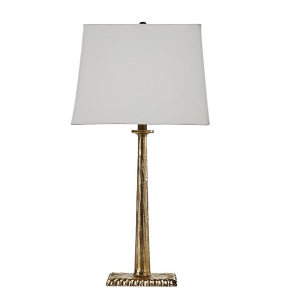 Lh Imports Skye Elite 28-in Brass Standard Rotary Socket Standard Table Lamp With Fabric Shade