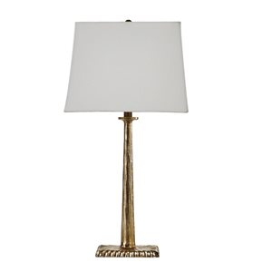 Lh Imports Skye Elite 28-in Brass Standard Rotary Socket Standard Table Lamp With Fabric Shade