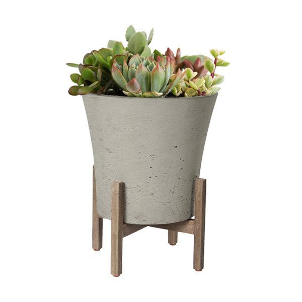 LH Imports 14.1-in W X 18.1-in H Cement Grey Concrete Planter