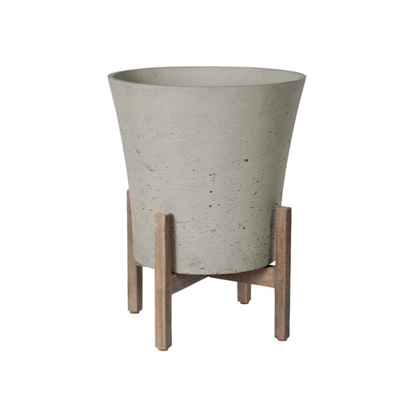 LH Imports 14.1-in W X 18.1-in H Cement Grey Concrete Planter