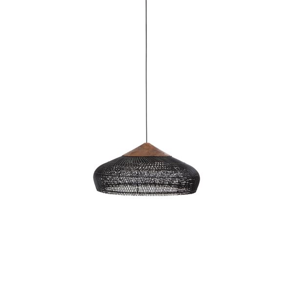 LH Imports D-Bodhi Banjo Natural, Black Modern/contemporary Dome Large Pendant Light