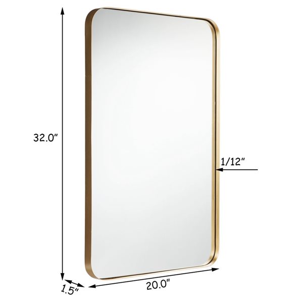 Costway 32 x 20-in Gold Rectangular Bathroom Mirror