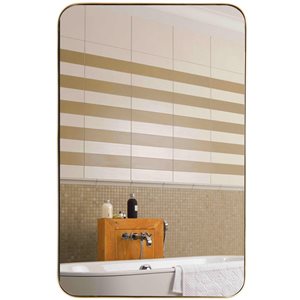 Costway 32 x 20-in Gold Rectangular Bathroom Mirror