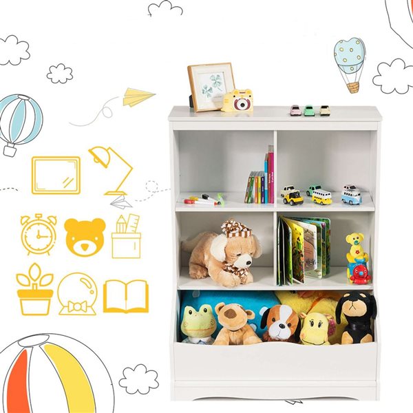 Costway White 3-Tier Children's Bookcase