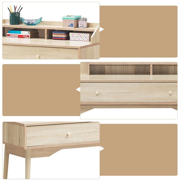 Costway 45.5 Natural Desk with Hutch and Drawer