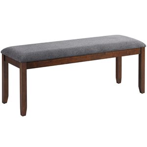 Costway 47.5-in Grey and Brown Upholstered Dining Bench