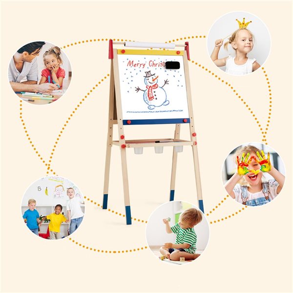 Costway All-in-One Height Adjustable Wooden Kid's Art Easel