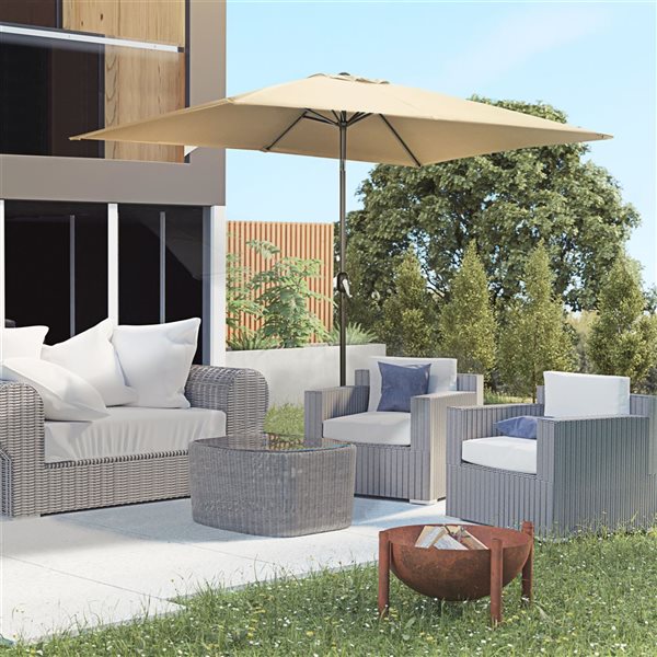 Outsunny 6.5-ft x 10-ft Rectangle Patio Umbrella, beige havane