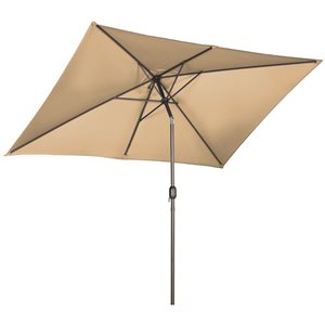 Outsunny 6.5-ft x 10-ft Rectangle Patio Umbrella, beige havane