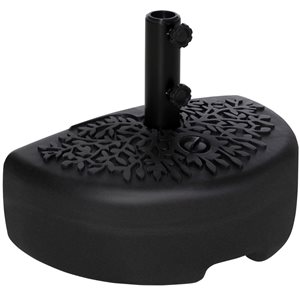 Base de parapluie demi-ronde remplie de sable ou d'eau, Outsunny, poteau de 1,5 po, 2 po noir