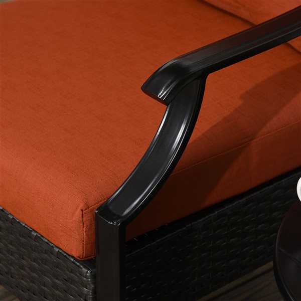 Outsunny 3-Piece Bistro Set with Iron Plate Top Table Red