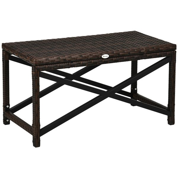 Outsunny Rattan Rectangle Outdoor Side Table 15.7-in W x 31.5-in L 867 ...