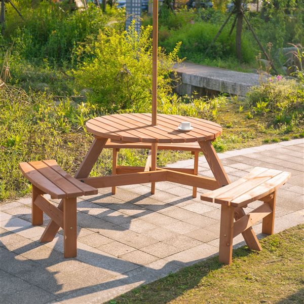 Table de pique-nique standard en bois de pin naturel, 6 pi