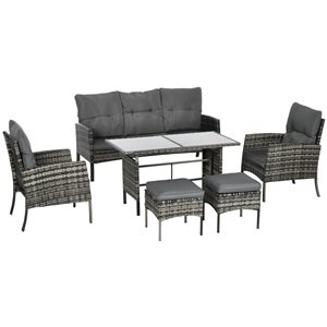 Ensemble de meubles de patio extérieur 6 morceaux avec coussins Outsunny