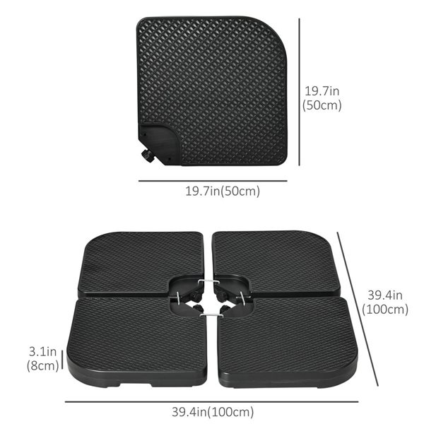 Outsunny Cantilever Umbrella Base Weights Water Or Sand Filled 84D