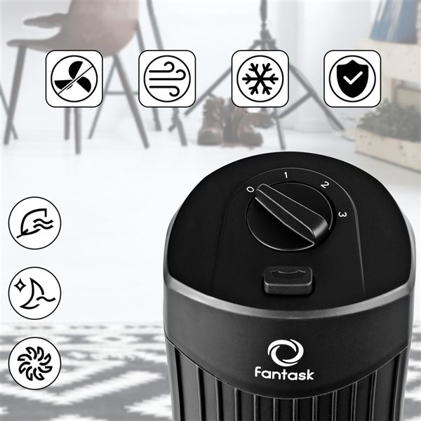 Costway Fantask Oscillating Tower Fan 3 Wind Speed Quiet Cooling 35W Black 28-in