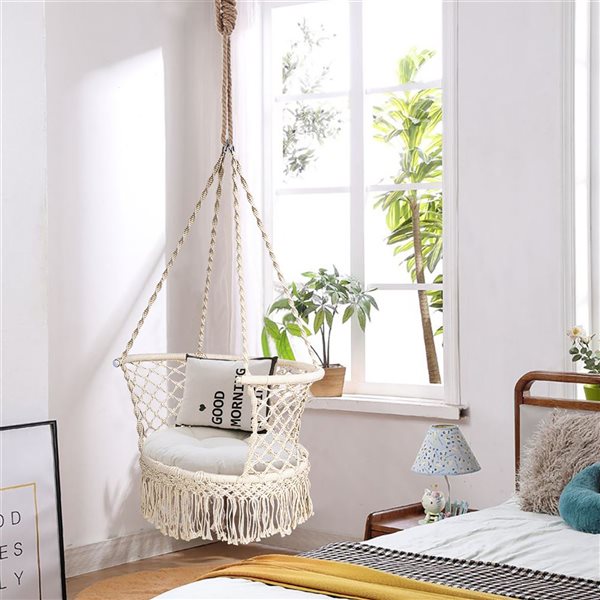 Costway Hanging Hammock Chair Cotton Rope Macrame Indoor Outdoor