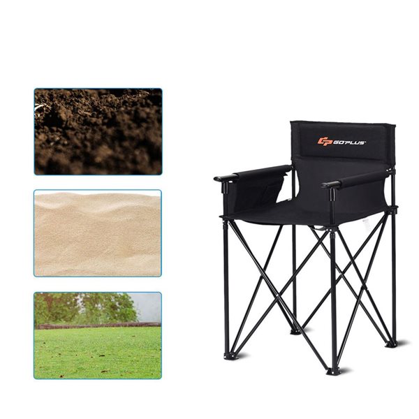 Costway Outdoor Camping or Beach Chair Oversized Black 38-in