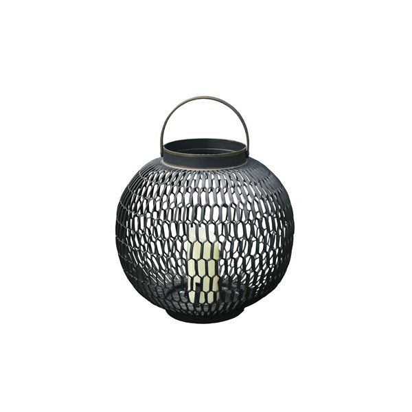 Elementi 11.8-in dia X 18-in H Black Metal LED Light Outdoor Decorative Lantern