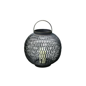 Elementi 11.8-in dia X 18-in H Black Metal LED Light Outdoor Decorative Lantern