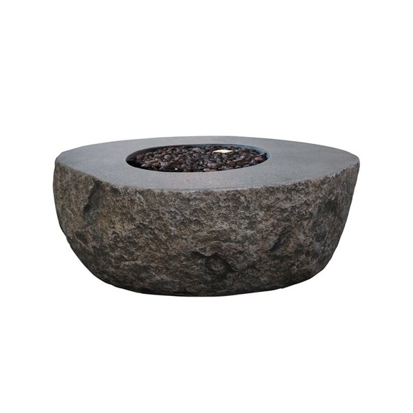 Elementi Boulder 43-in Fire Pit Table - Natural Gas - Rock-like finish