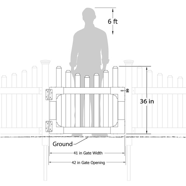 Zippity Outdoor Products All American Picket Gate 2-in x 41-in x 38-in in White Vinyl