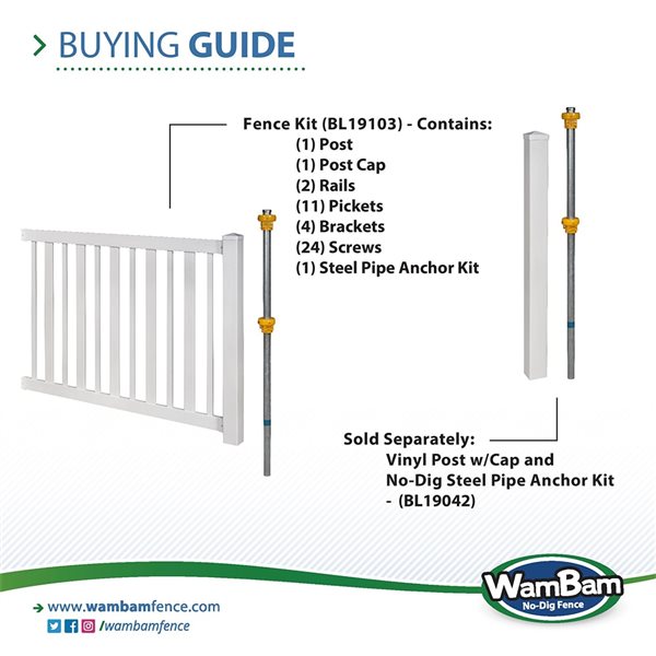 WamBam Sturbridge Garden Fence Panel 4-in x 48-in x 72-in White PVC