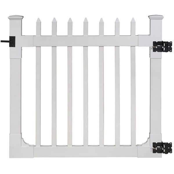 Portillon de cloture à piquets Nantucket WamBam 4 po x 48 po x 48 po PVC blanc