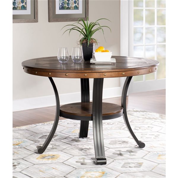 Table à manger ronde Frandon 45 po par Linon Home Decor, brun