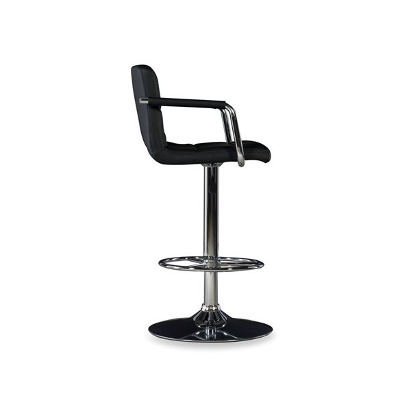 Linon Home Decor Blaine Black Faux Leather Adjustable Height Swivel Bar Stool