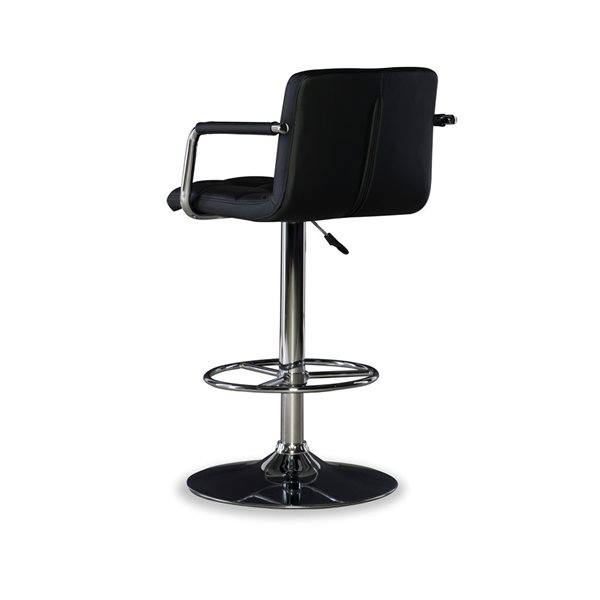 Linon Home Decor Blaine Black Faux Leather Adjustable Height Swivel Bar Stool