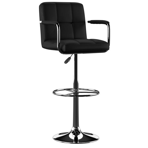 Linon Home Decor Blaine Black Faux Leather Adjustable Height Swivel Bar