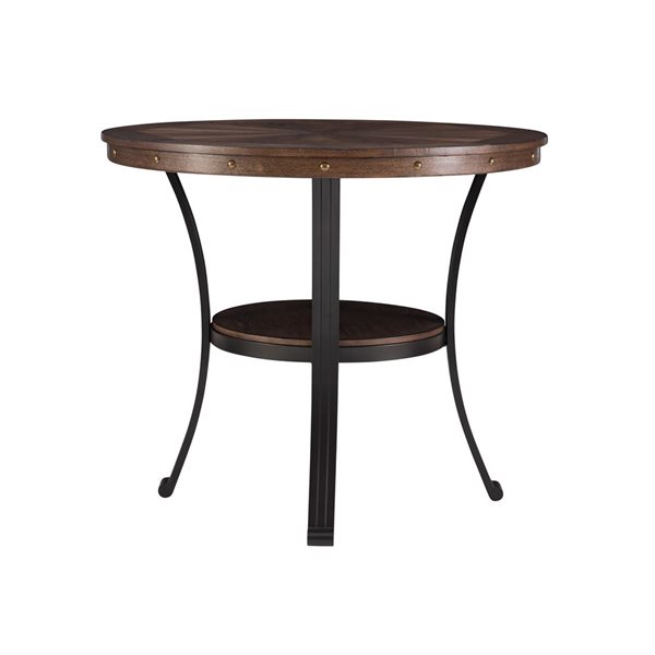 Linon Home Decor 42-in Frandon Brown Round Counter Table