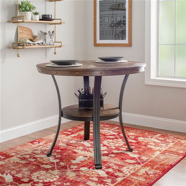 Linon Home Decor 42-in Frandon Brown Round Counter Table