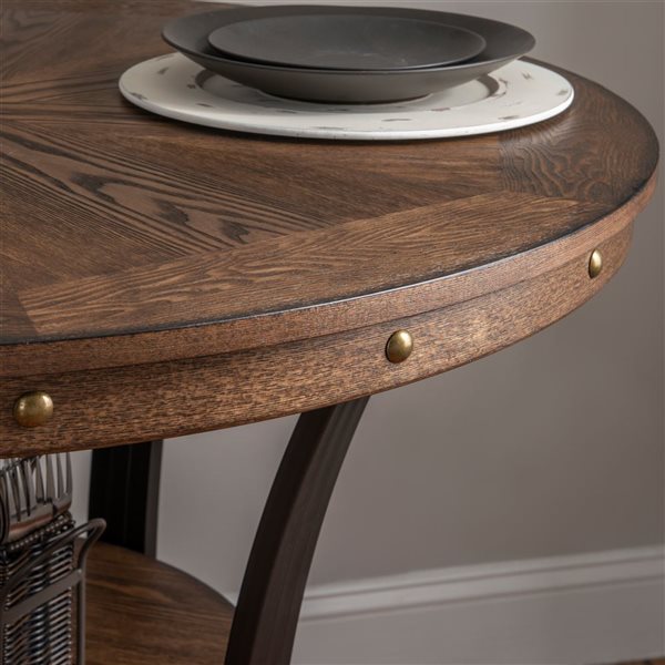 Linon Home Decor 42-in Frandon Brown Round Counter Table