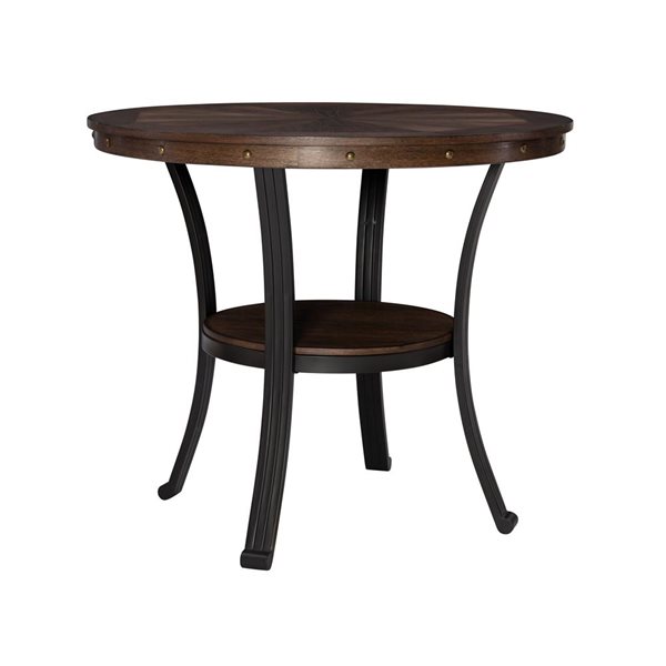 Linon Home Decor 42-in Frandon Brown Round Counter Table