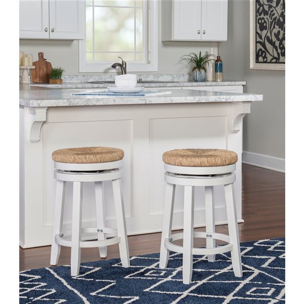 Linon Home Decor Maxie White Backless Swivel Counter Stool
