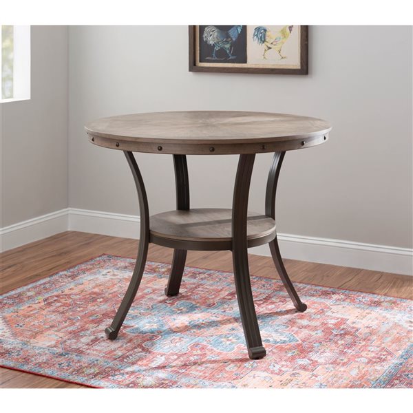 Linon Home Decor 42-in Frandon Pewter Grey Round Counter Table