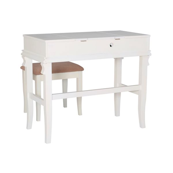 Coiffeuse Winston de 36 po avec tabouret par Linon Home Decor, blanc