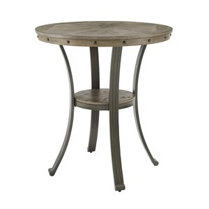 Linon Home Decor 36-in Frandon Pewter Grey Round Pub Table