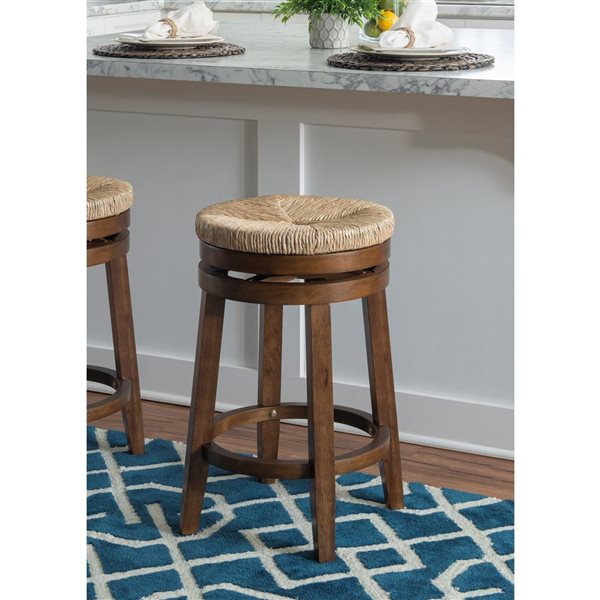 Linon Home Decor Maxie Walnut Backless Swivel Counter Stool