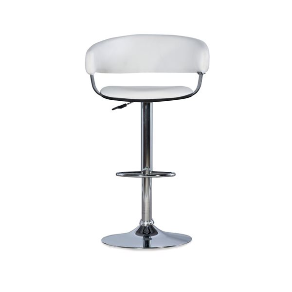 Linon Home Decor Brennan White Faux Leather Adjustable Height Swivel Bar Stool
