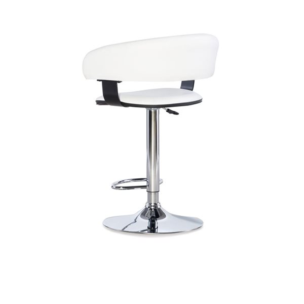 Linon Home Decor Brennan White Faux Leather Adjustable Height Swivel Bar Stool