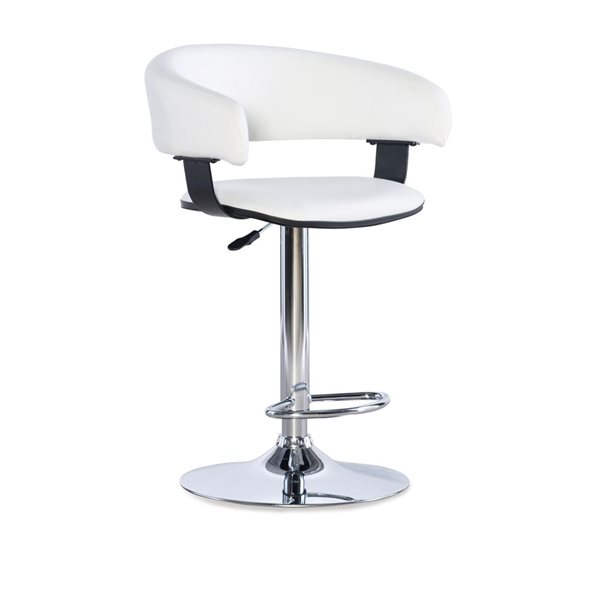 Linon Home Decor Brennan White Faux Leather Adjustable Height Swivel Bar Stool
