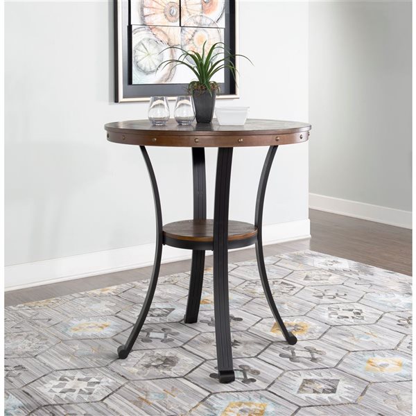 Linon Home Decor 36-in Frandon Brown Round Pub Table