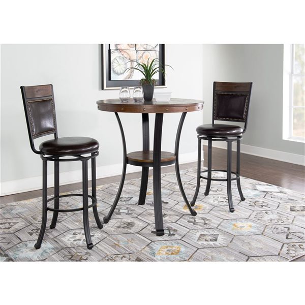 Linon Home Decor 36-in Frandon Brown Round Pub Table